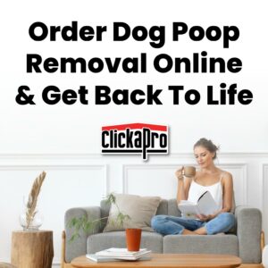 Woman Relaxing After Ordering Dog Poop Removal Online