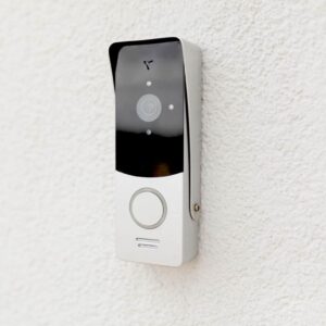 Smart Doorbell On A Stucco Wall Installed By A CLICK-A-PRO Tech