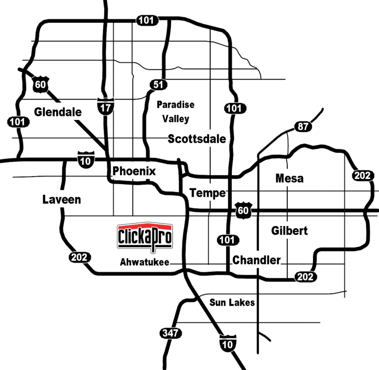 Clickapro Service Area Map - Phoenix AZ