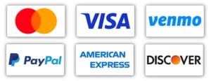 Payment methods accepted by Clickapro. Mastercard, Visa, Venmo, Paypal, American Express, Discover and more!