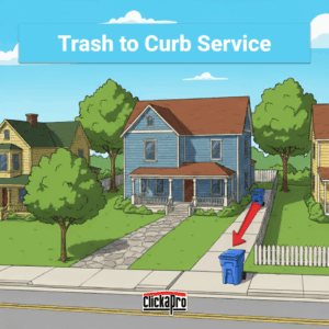 A Prescott Arizona home with its trash being taken to the curb and back by Clickapro