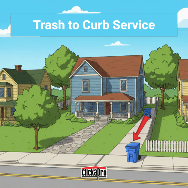A Prescott Arizona home with its trash being taken to the curb and back by Clickapro